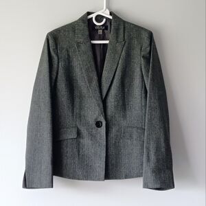 Kasper Blazer Single-Breasted Jacket Plaid Classic Grey Green White Size 10